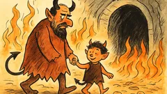 Vtip: Lucifer se vrací do pekla s čertíkem