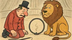 Vtip: Krotitel klečí zničeně před lvem...