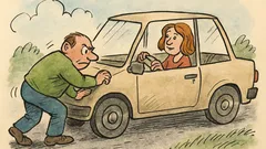 Vtip: Na silnici tlačí muž auto...