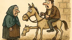 Vtip: Stará paní prodává na trhu koně