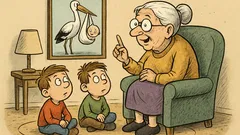 Vtip: Babička vypráví vnoučatům, jak děti nosí čáp