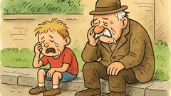 Vtip: Malý chlapec sedí a pláče na obrubníku