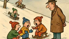 Vtip: Na kopci sáňkují děti, náhle křik