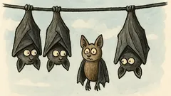 Vtip: Na telegrafním drátě visí netopýři...