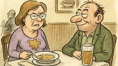 Vtip: Sedí manželský pár v restauraci...