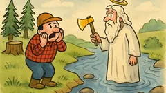 Vtip: Jde dřevorubec kolem řeky a...