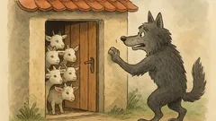 Vtip: Na dveře chlívku zaklepe vlk a…