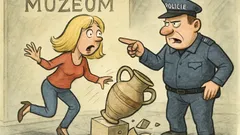Vtip: Blondýnka v muzeu převrhne vázu