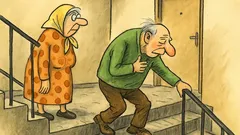 Vtip: Babička s dědečkem šlapou do prvního patra…