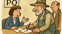 Vtip: Negramotný venkovan se podepisuje kolečkem