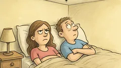 Vtip: Leží vedle mě a dívá se do stropu...