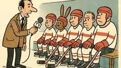 Vtip: Reportér představuje hokejový tým…